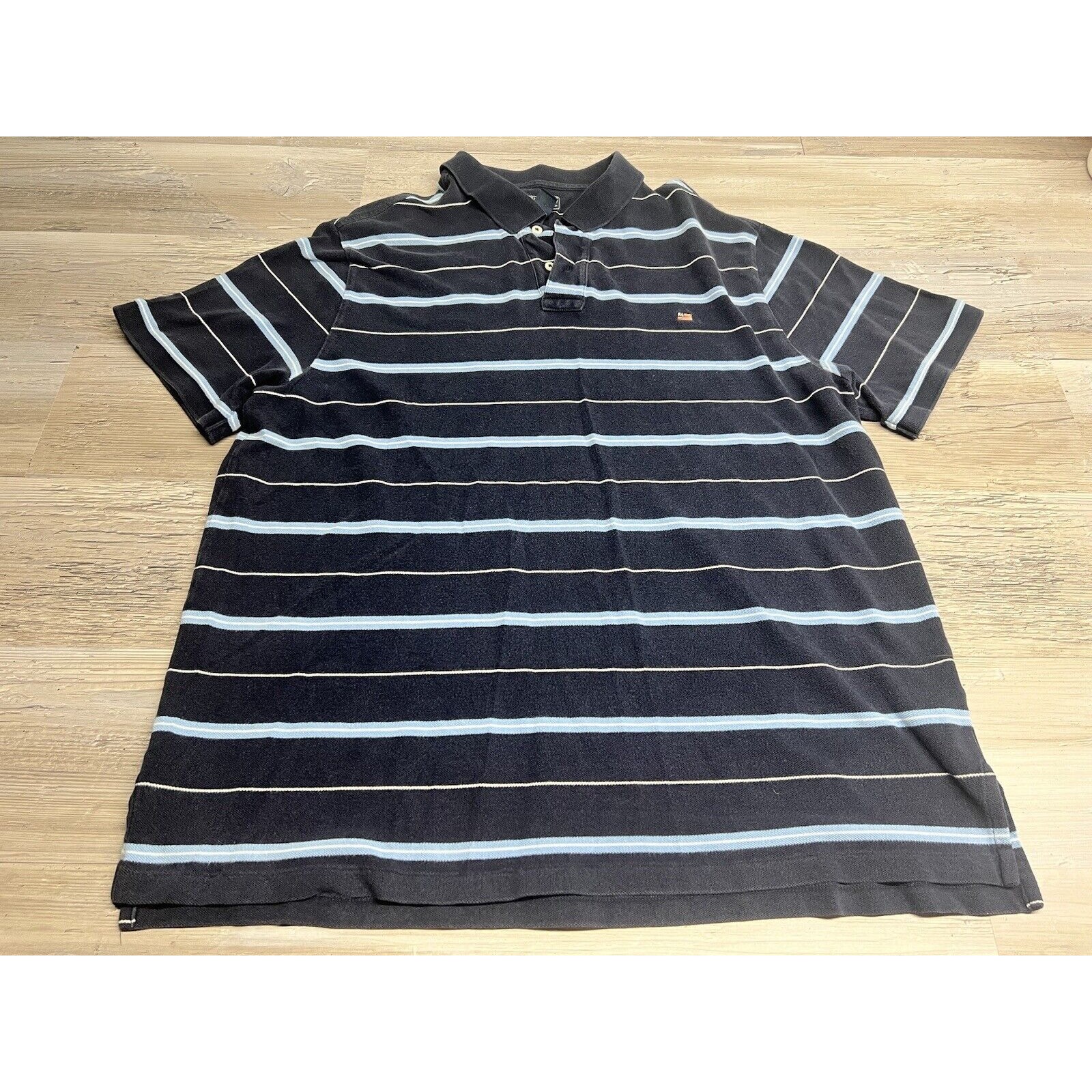 Polo Jeans Co Ralph Lauren Shirt Adult Xl Navy & Blue Striped Ribbed Crew Mens